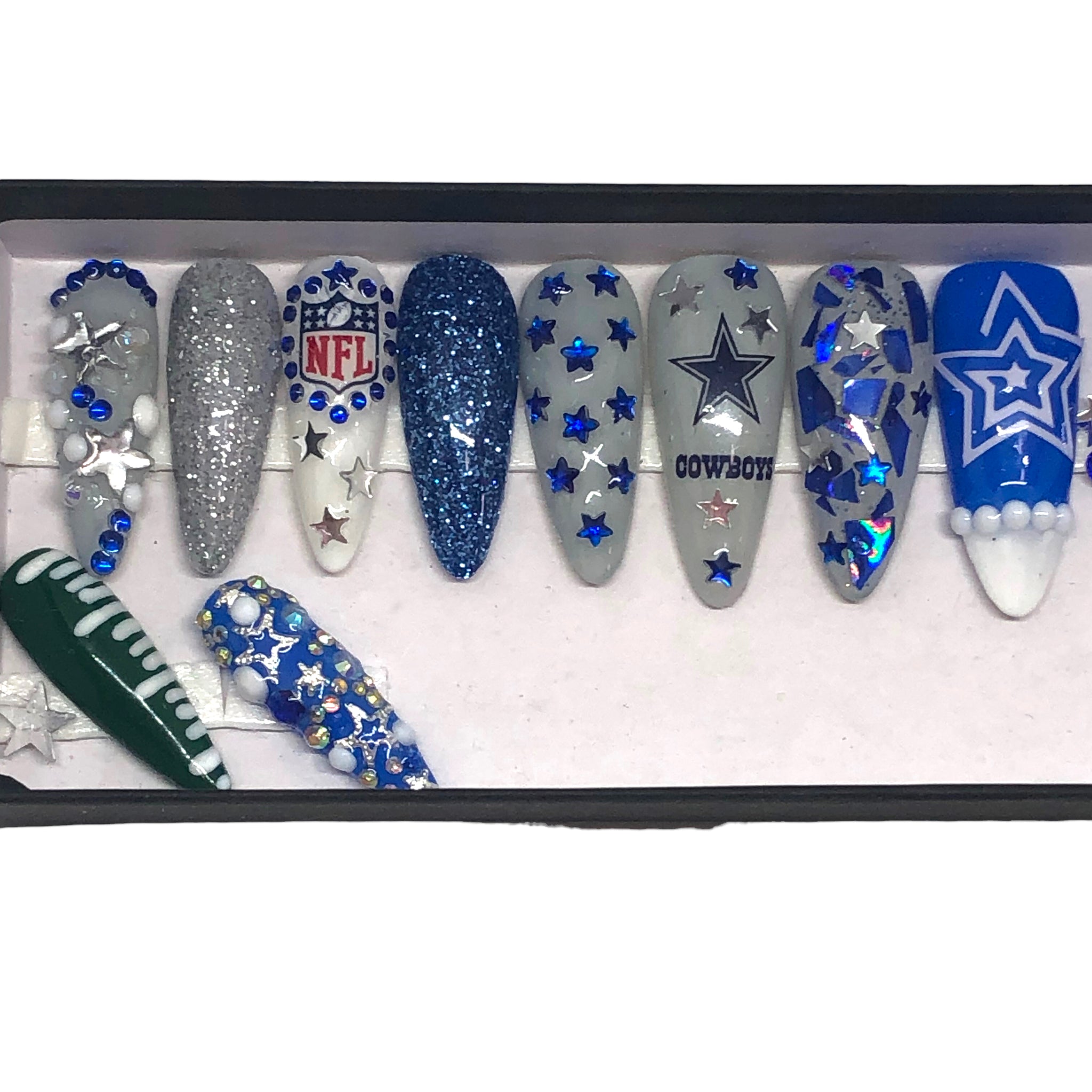 Custom DALLAS COWBOYS Press On Nails Luxury UV Gel Football Nails –  Nola7Nails