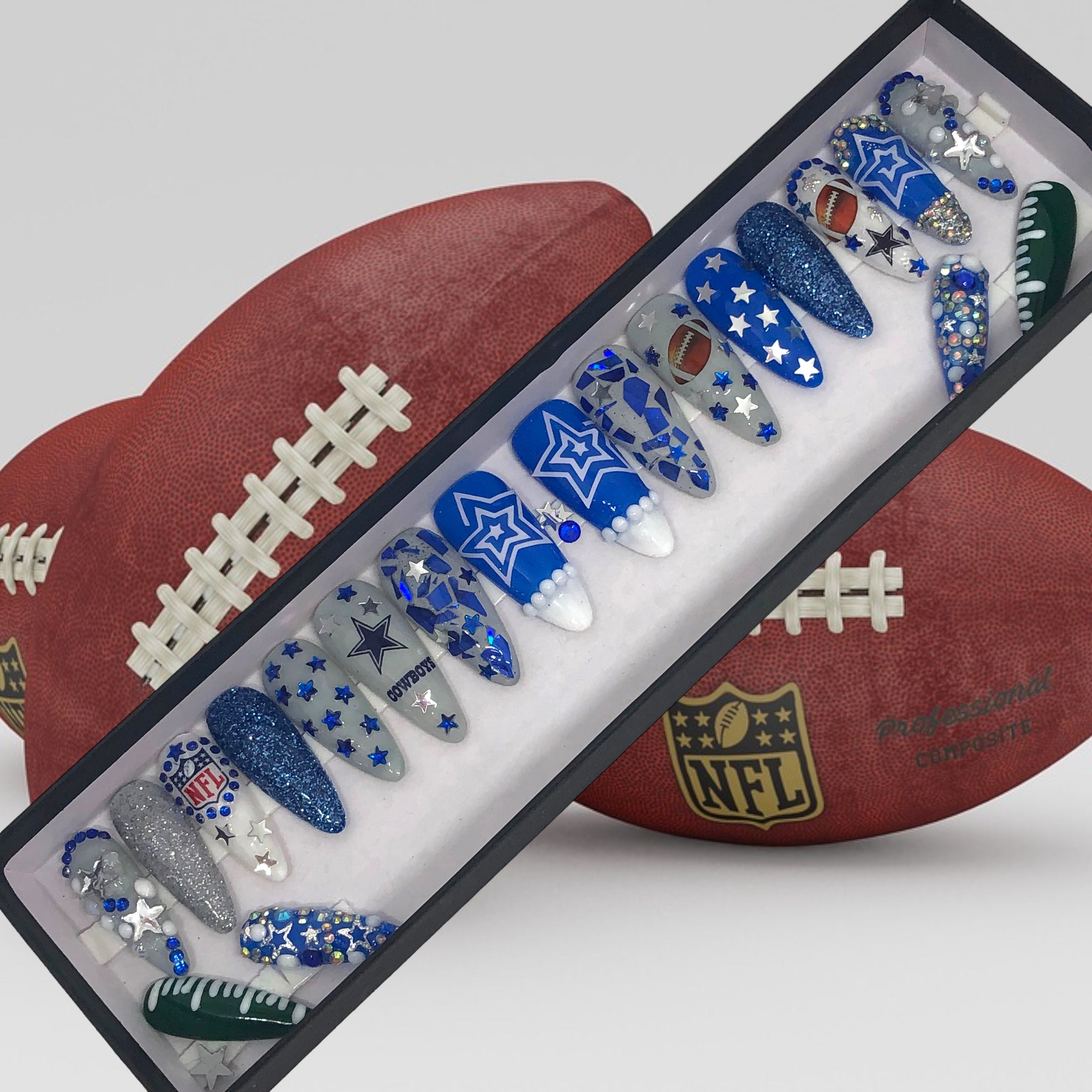 Custom DALLAS COWBOYS Press On Nails Luxury UV Gel Football Nails –  Nola7Nails