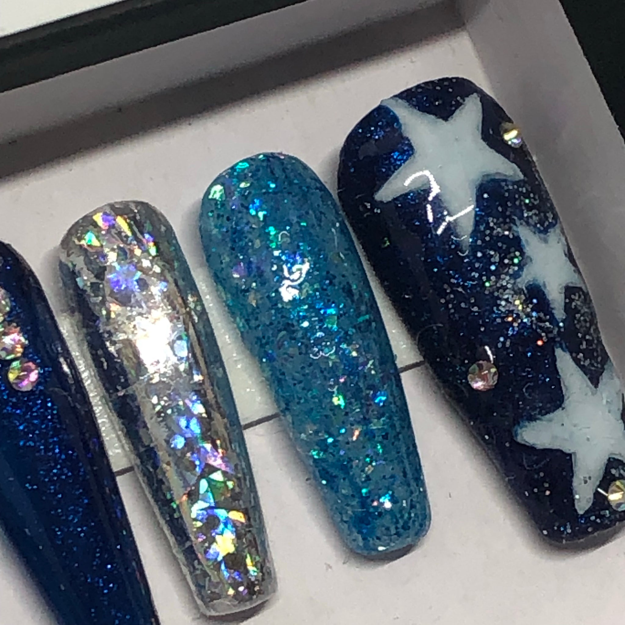 Nola7Nails, Makeup, Dallas Cowboys Nails Custom Gel Press On Nails Coffin  Shape Bling Footba